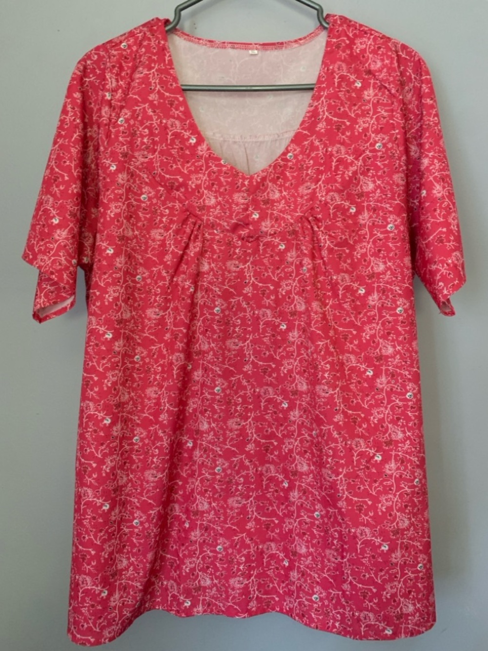 Pink Floral Blouse V Neck Flowy Tunic Spring Top 2XL